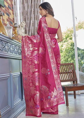 Rani Banarasi Silk Saree With Blouse Piece