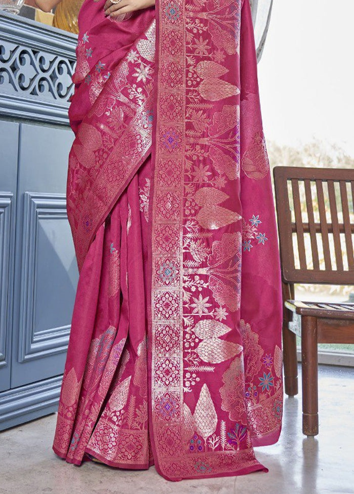 Rani Banarasi Silk Saree With Blouse Piece