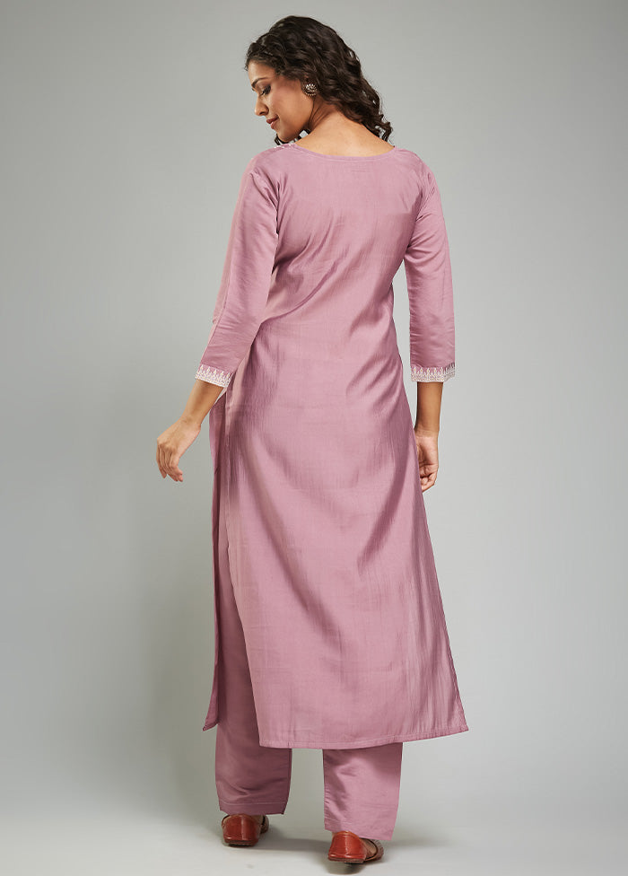 3 Pc Mauve Readymade Viscose Suit Set