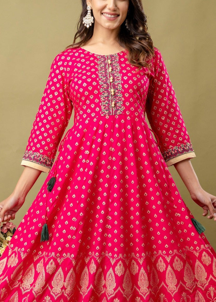 Pink Readymade Rayon Indian Dress