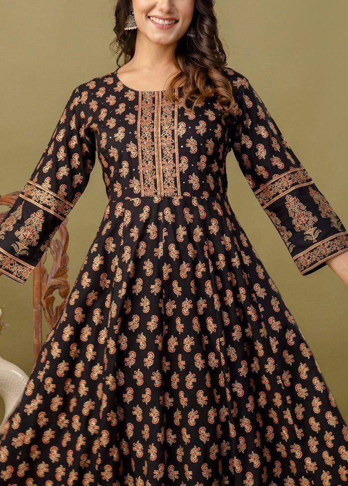 Black Readymade Rayon Indian Dress