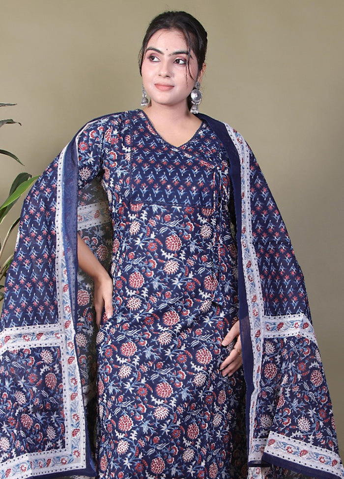 3 Pc Multicolor Pure Readymade Cotton Suit Set