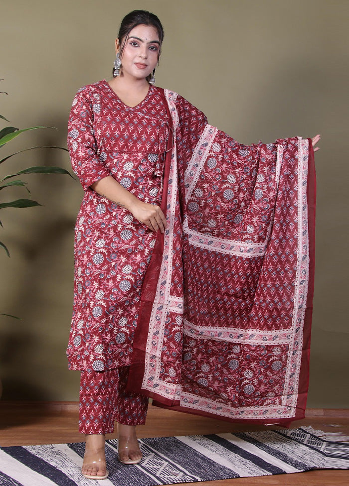 3 Pc Multicolor Pure Readymade Cotton Suit Set