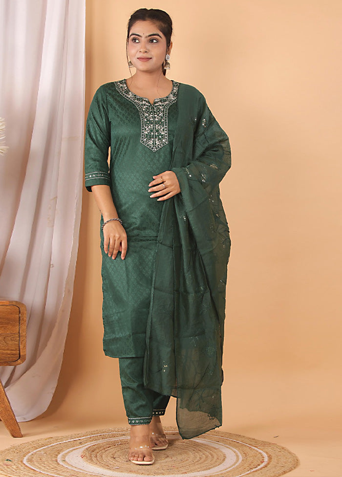 3 Pc Green Readymade Rayon Suit Set