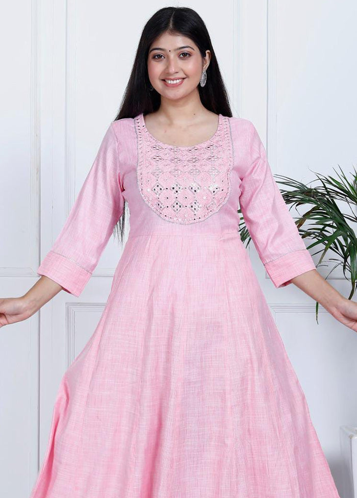 Pink Readymade Cotton Indian Dress