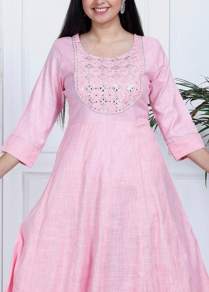 Pink Readymade Cotton Indian Dress