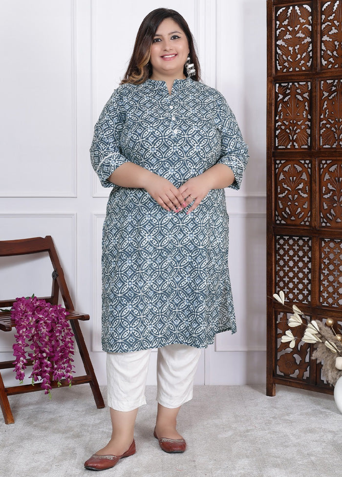 Sky Blue Readymade Cotton Indian Dress