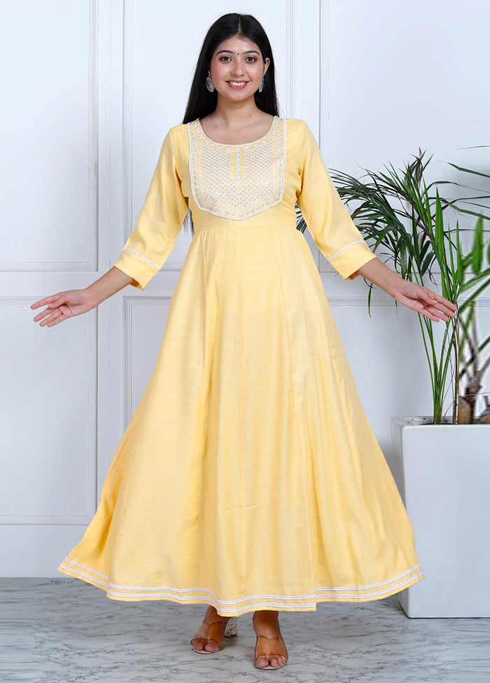 Yellow Readymade Cotton Indian Dress