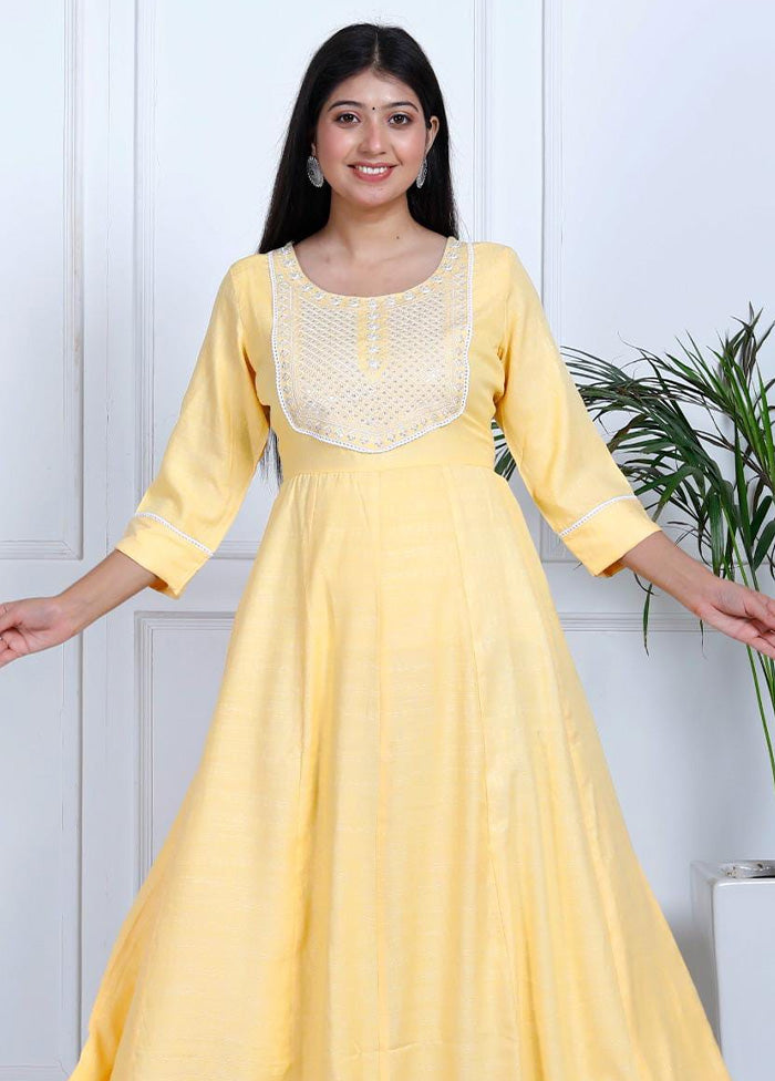 Yellow Readymade Cotton Indian Dress