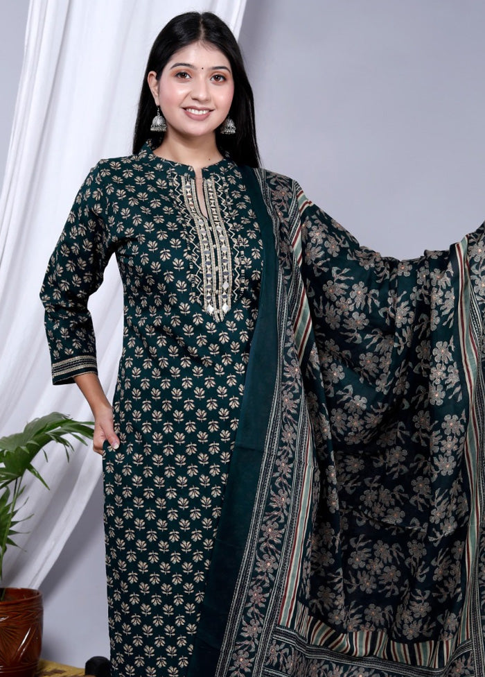 3 Pc Multicolor Pure Readymade Cotton Suit Set