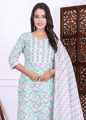 3 Pc Multicolor Pure Readymade Cotton Suit Set