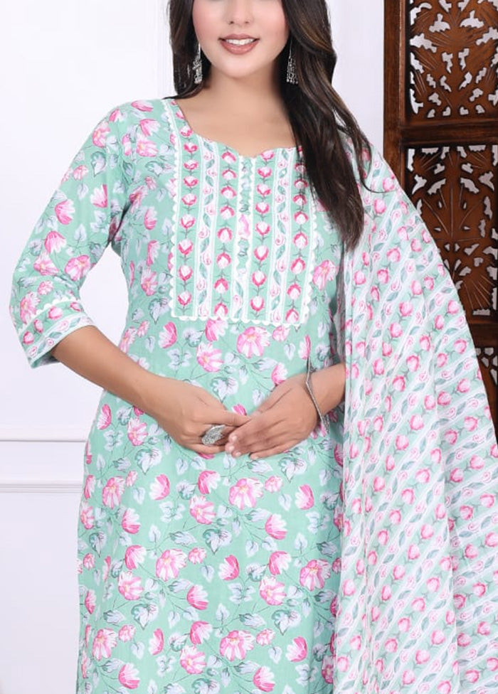 3 Pc Multicolor Pure Readymade Cotton Suit Set