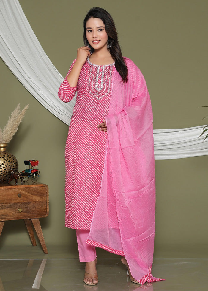 3 Pc Multicolor Pure Readymade Cotton Suit Set