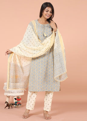 3 Pc Multicolor Pure Readymade Cotton Suit Set