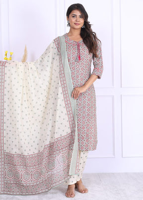 3 Pc Multicolor Pure Readymade Cotton Suit Set