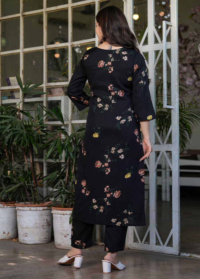 3 Pc Black Readymade Silk Suit Set