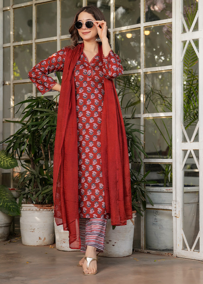 3 Pc Multicolor Pure Readymade Cotton Suit Set