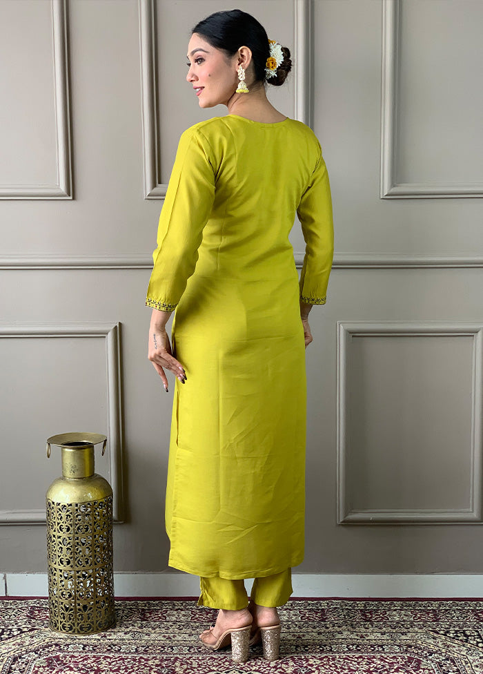 3 Pc Lemon Readymade Viscose Suit Set