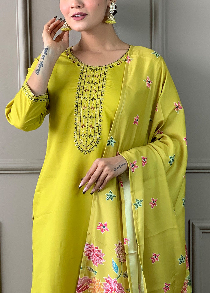 3 Pc Lemon Readymade Viscose Suit Set