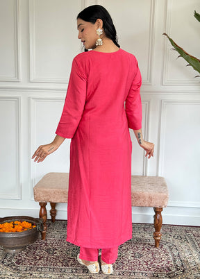 3 Pc Pink Readymade Viscose Suit Set