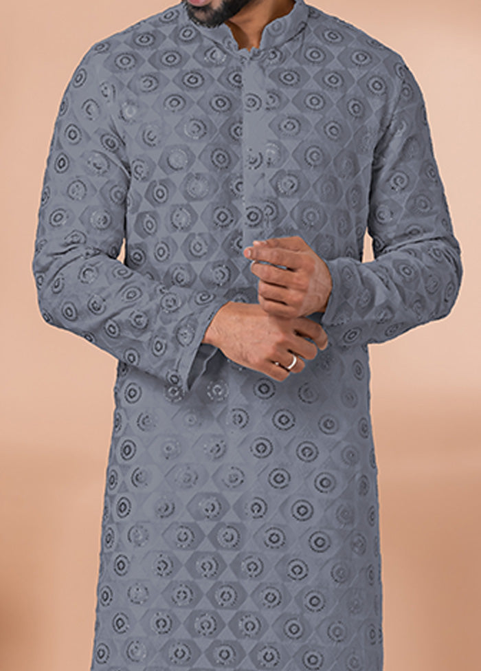 2 Pc Grey Georgette Kurta Pajama Set