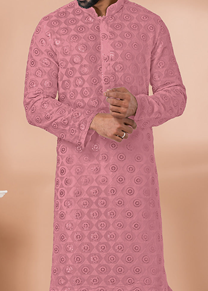 2 Pc Pink Georgette Kurta Pajama Set