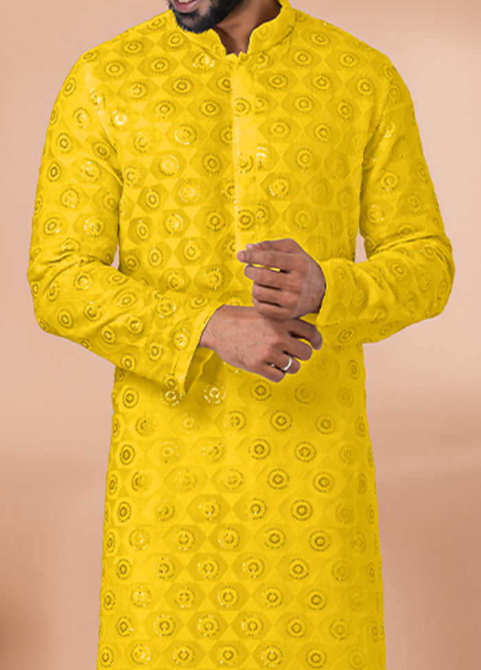 2 Pc Yellow Georgette Kurta Pajama Set