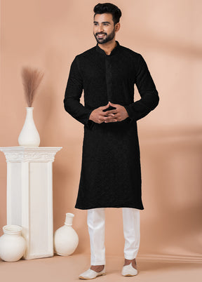 2 Pc Black Georgette Kurta Pajama Set