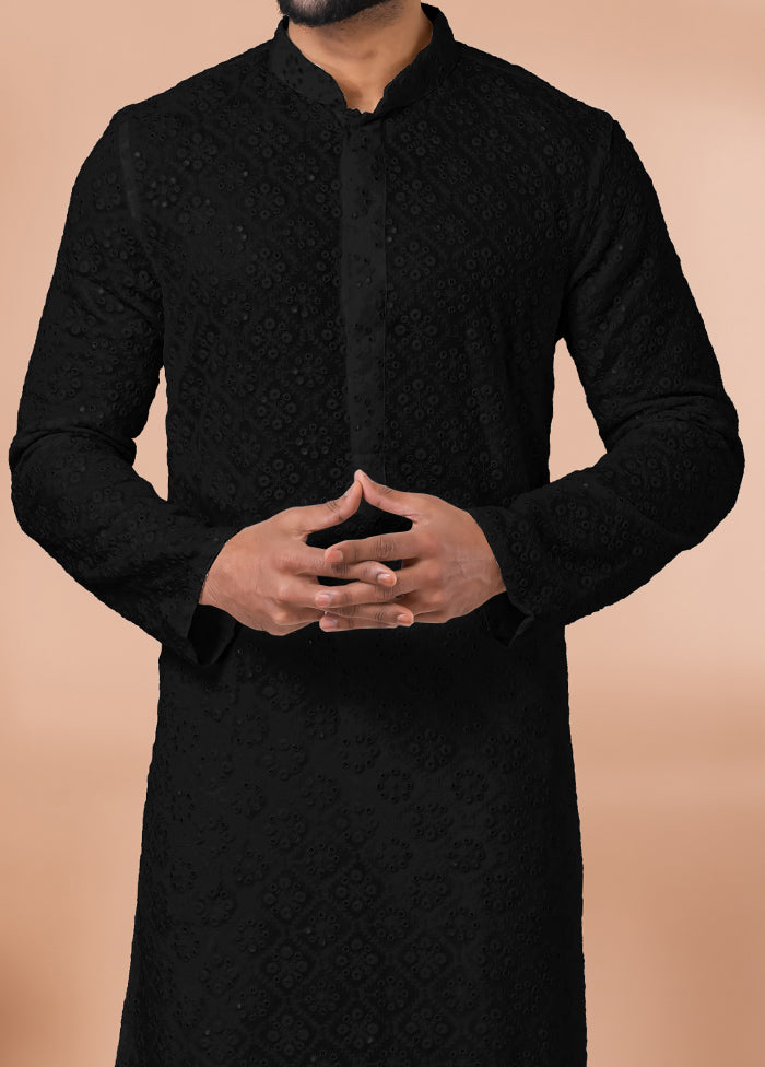 2 Pc Black Georgette Kurta Pajama Set