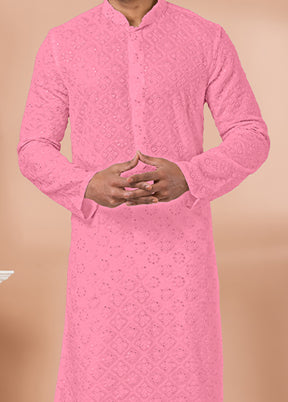 2 Pc Pink Georgette Kurta Pajama Set