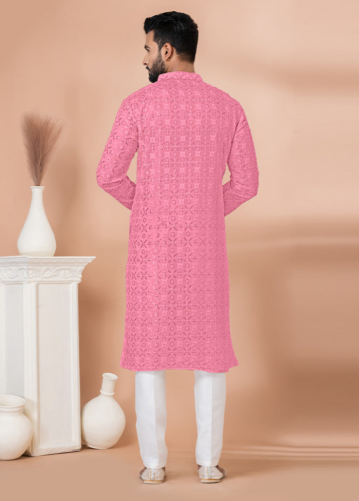 2 Pc Pink Georgette Kurta Pajama Set