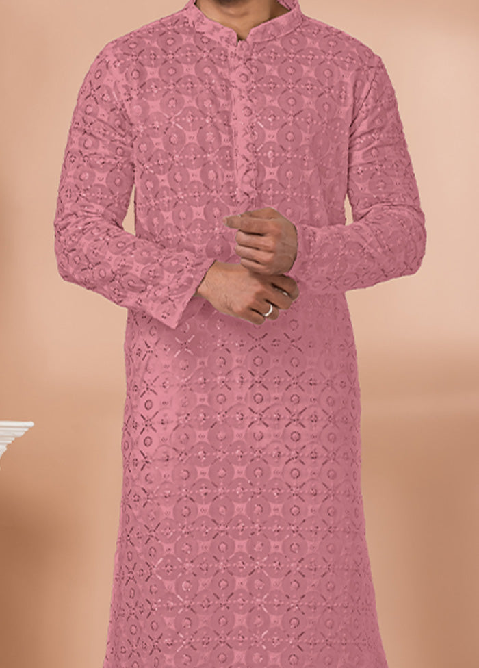 2 Pc Pink Georgette Kurta Pajama Set