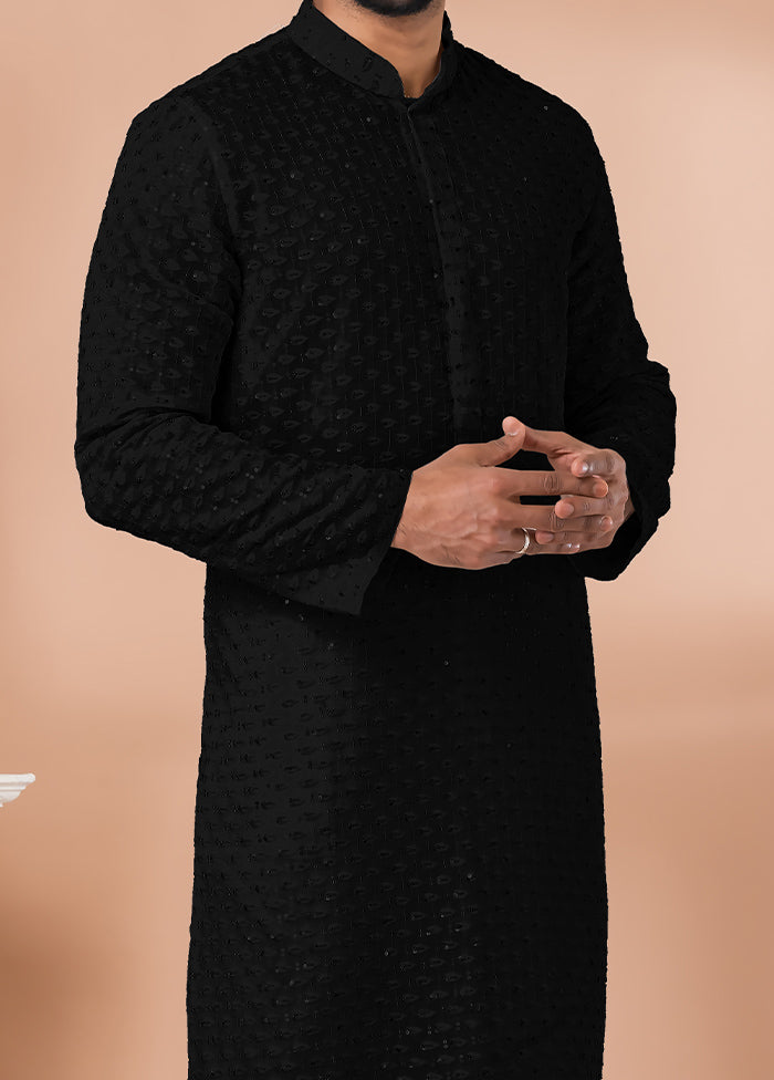 2 Pc Black Georgette Kurta Pajama Set