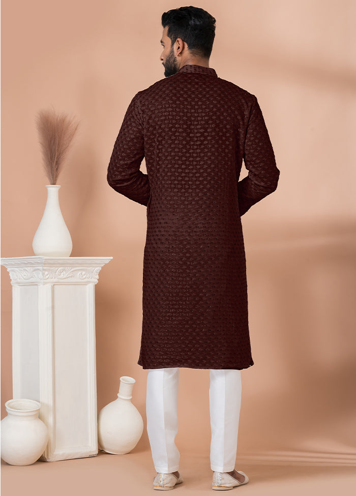 2 Pc Coffee Georgette Kurta Pajama Set