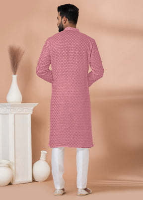 2 Pc Pink Georgette Kurta Pajama Set