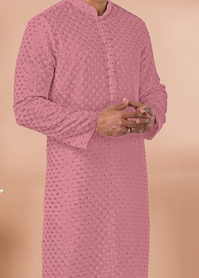 2 Pc Pink Georgette Kurta Pajama Set