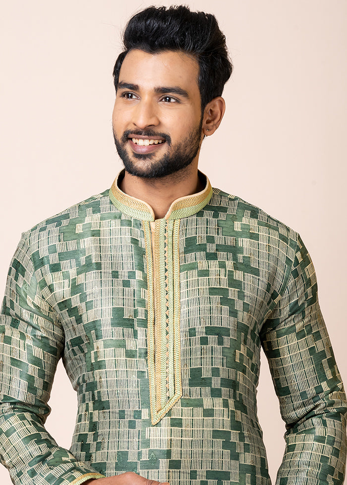 Multicolor Cotton Full Sleeves Mandarin Collar Kurta And Pajama Set