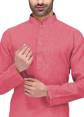 Peach Cotton Kurta And Pajama Set