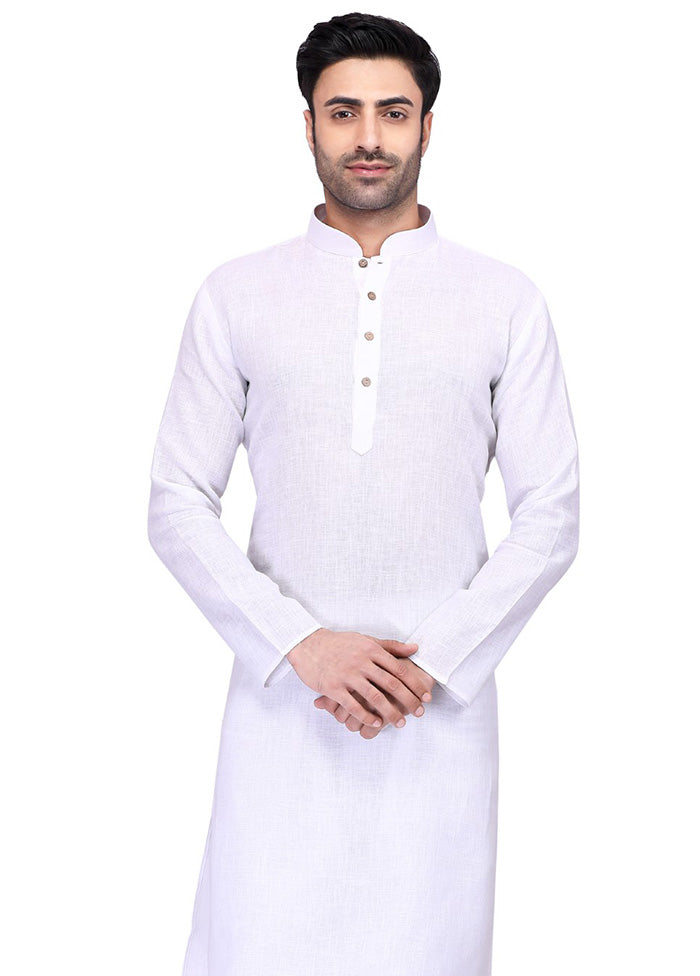 White Cotton Kurta And Pajama Set