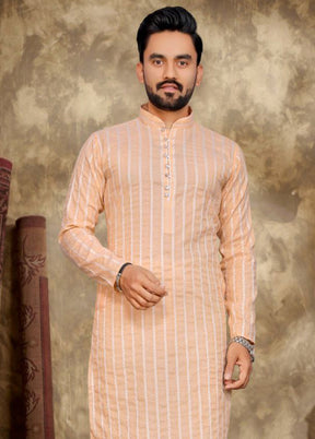 Peach Pure Cotton Kurta And Pajama Set