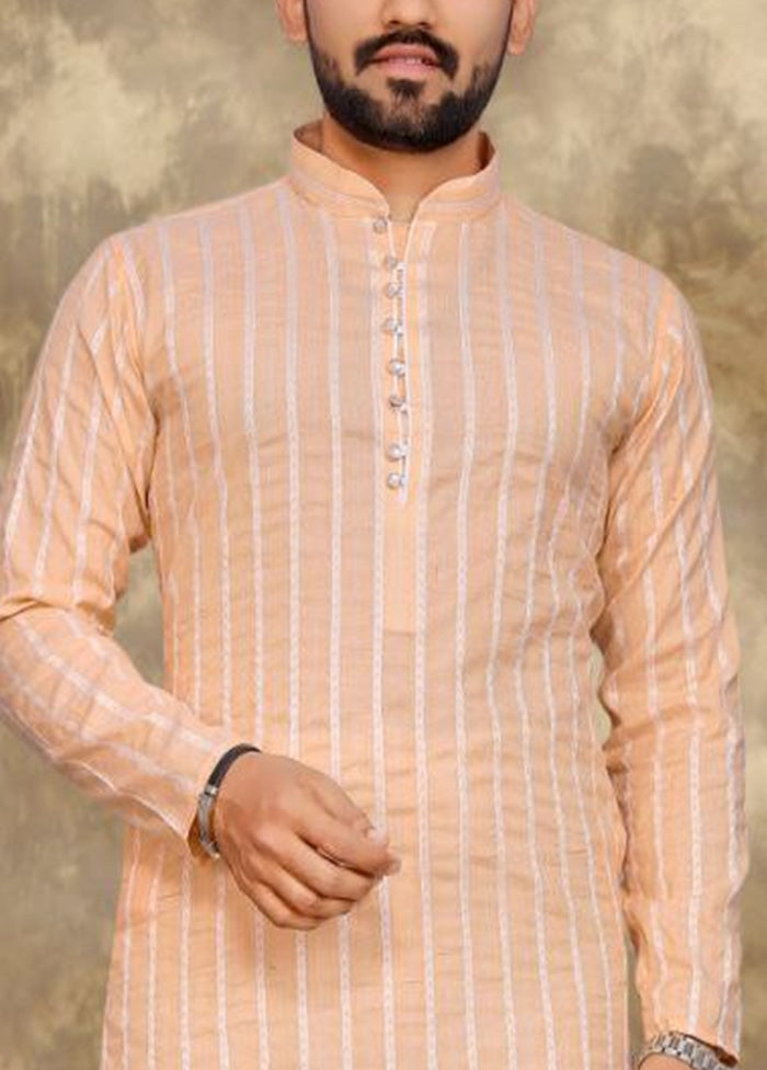 Peach Pure Cotton Kurta And Pajama Set