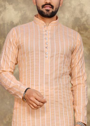 Peach Pure Cotton Kurta And Pajama Set