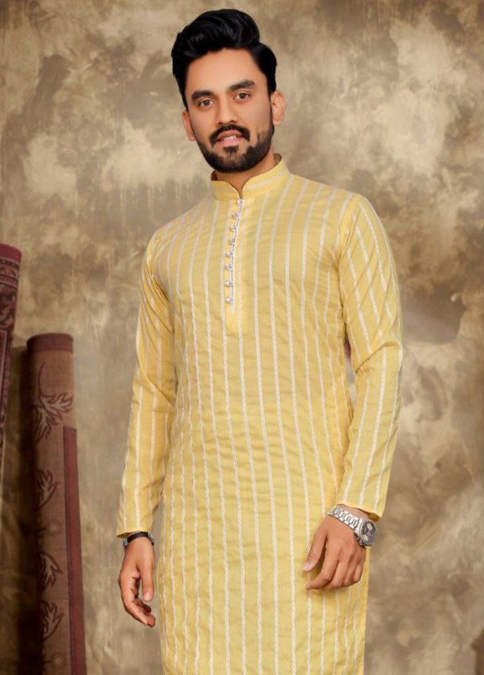 Yellow Pure Cotton Kurta And Pajama Set