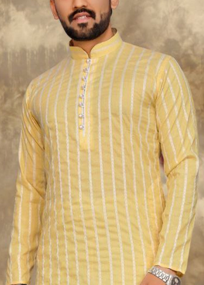 Yellow Pure Cotton Kurta And Pajama Set