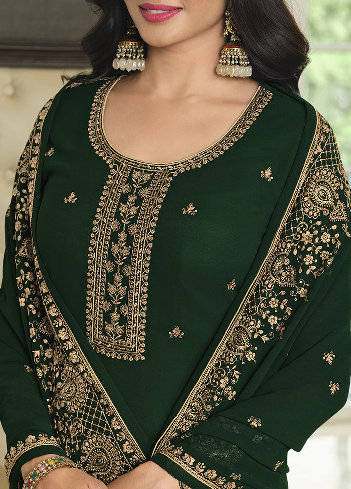 3 Pc Green Semi Stitched Georgette Suit Set