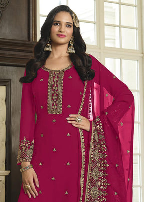 3 Pc Rani Semi Stitched Georgette Suit Set