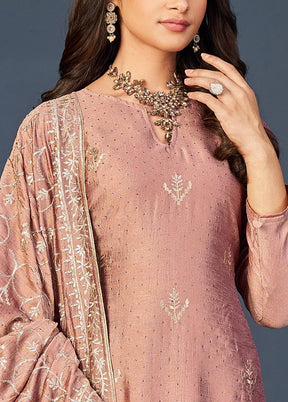 3 Pc Peach Semi Stitched Georgette Suit Set