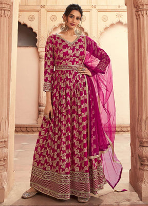 3 Pc Rani Semi Stitched Silk Suit Set