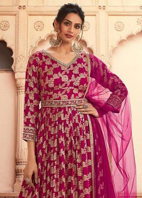 3 Pc Rani Semi Stitched Silk Suit Set