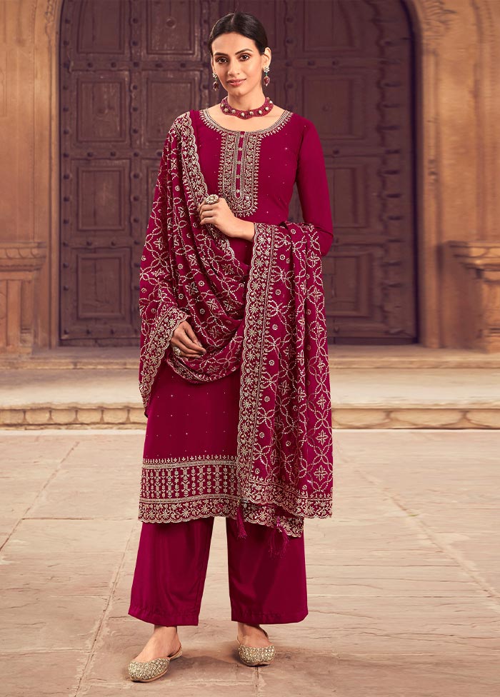 3 Pc Rani Semi Stitched Georgette Suit Set